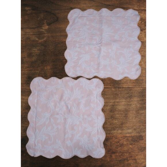 Pair Blushing Pink Matelassé Pillow Slipcover Cases 15" Square – Floral Raised - Picture 4 of 7
